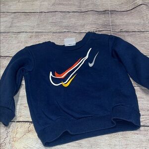 Nike Kids Navy Sweatshirt with Colorful Swoosh Size 18 Months